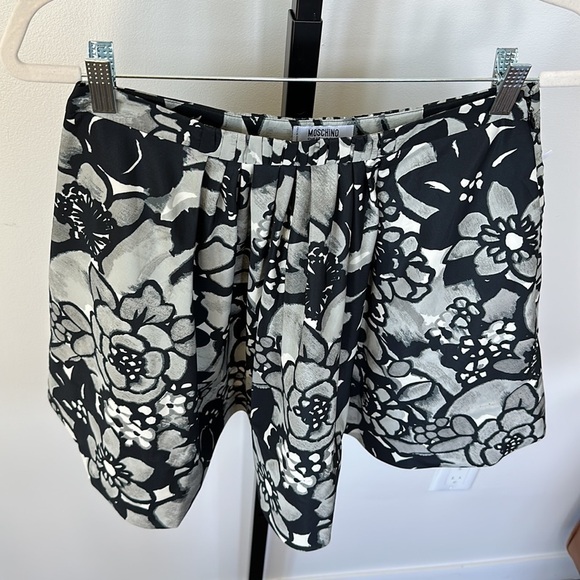 Moschino Cheap&Chic A-Line Skirt Black Gray Floral Rosetta Print Knee Length - Picture 9 of 10